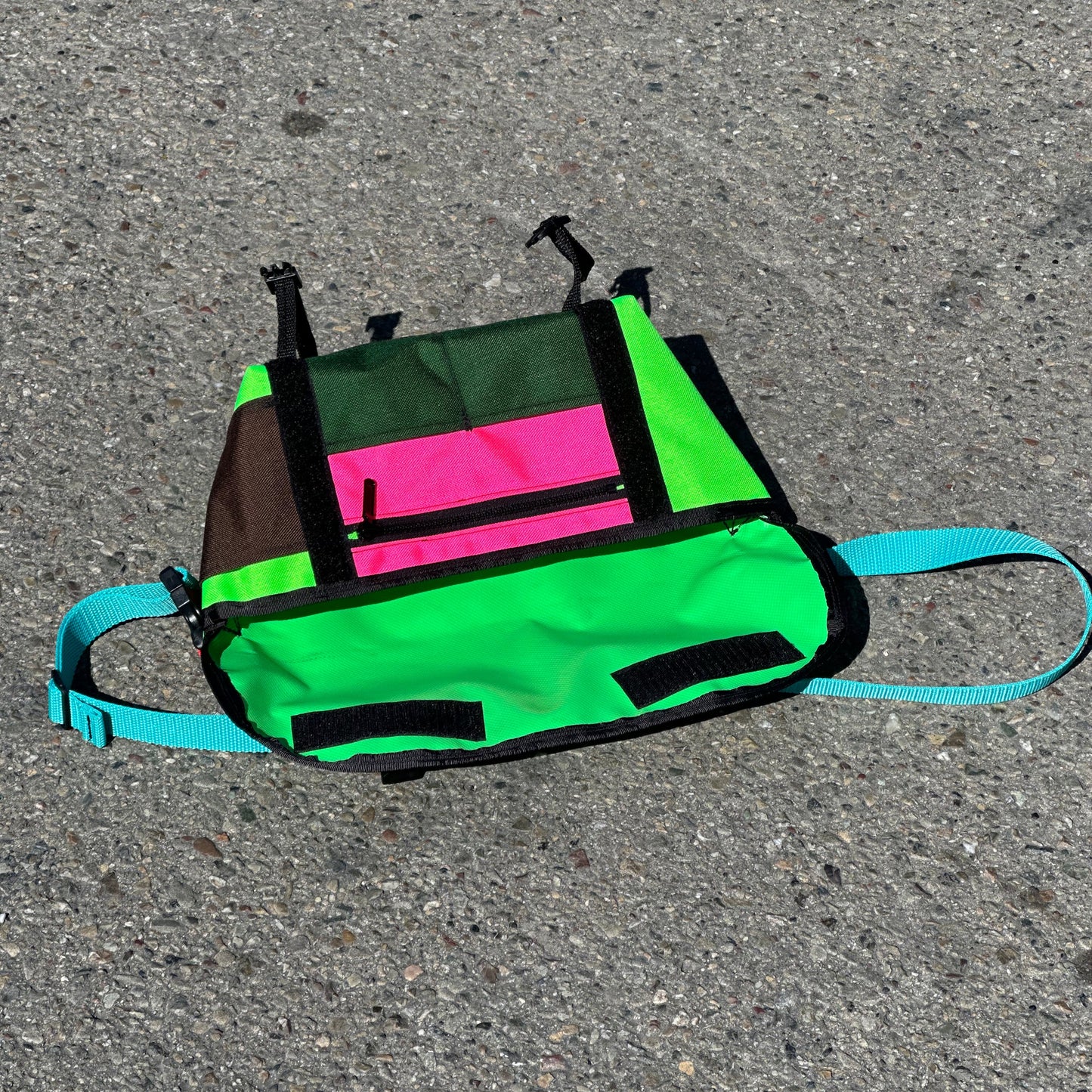 Mini wide neon green sling bag