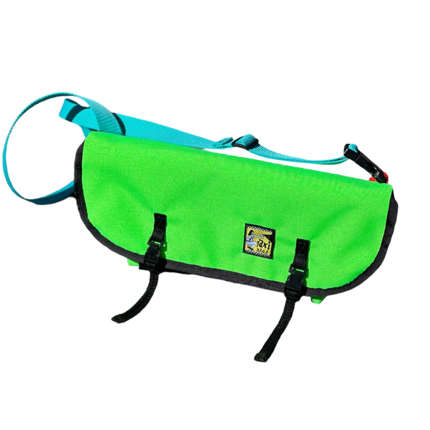 Mini wide neon green sling bag
